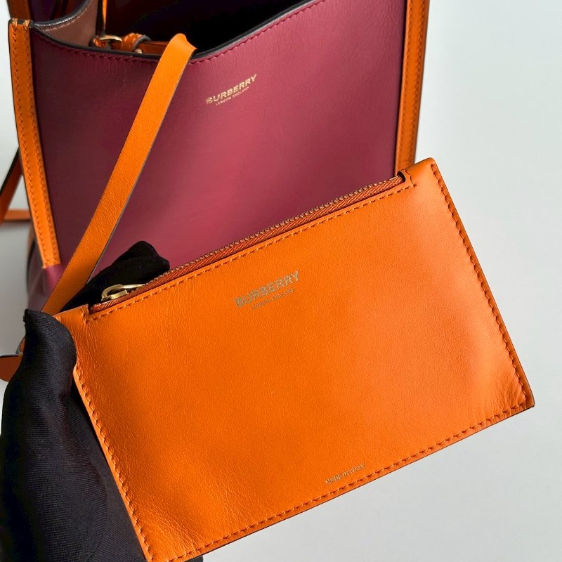 98新❤️🧡 Burberry 紅色拼接橘色水桶包-15
