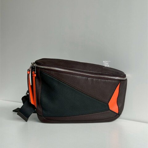 99新🆕 Loewe 羅意威 Puzzle 咖色拼色腰包