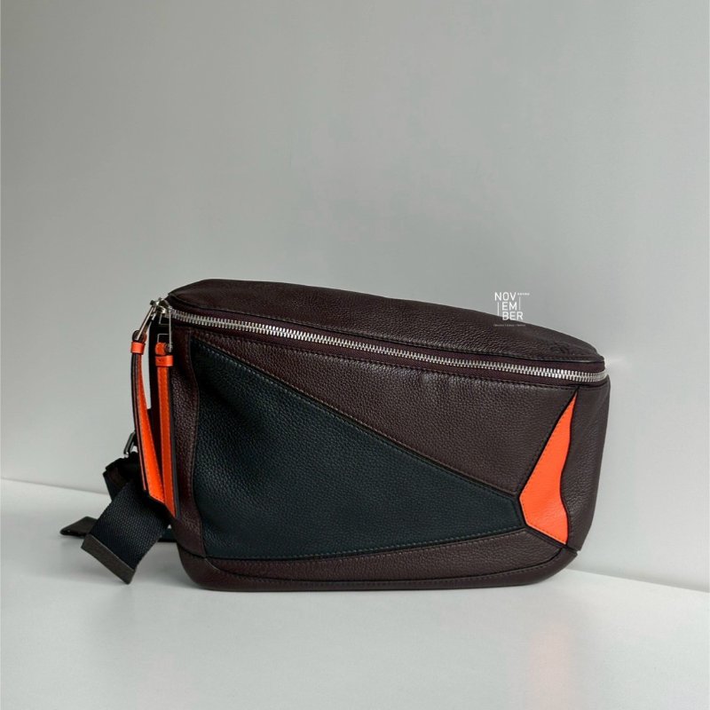 99新🆕 Loewe 羅意威 Puzzle 咖色拼色腰包-0