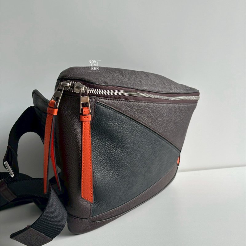 99新🆕 Loewe 羅意威 Puzzle 咖色拼色腰包-1