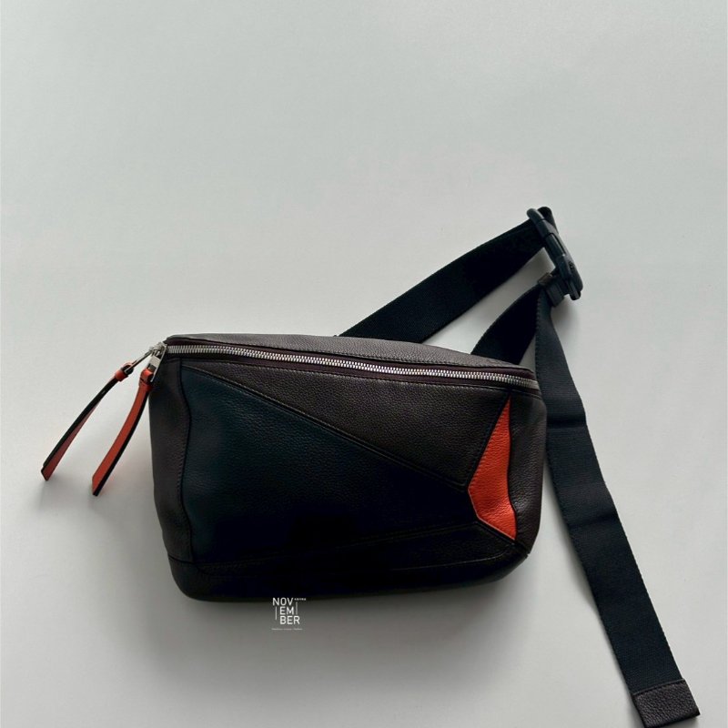 99新🆕 Loewe 羅意威 Puzzle 咖色拼色腰包-5