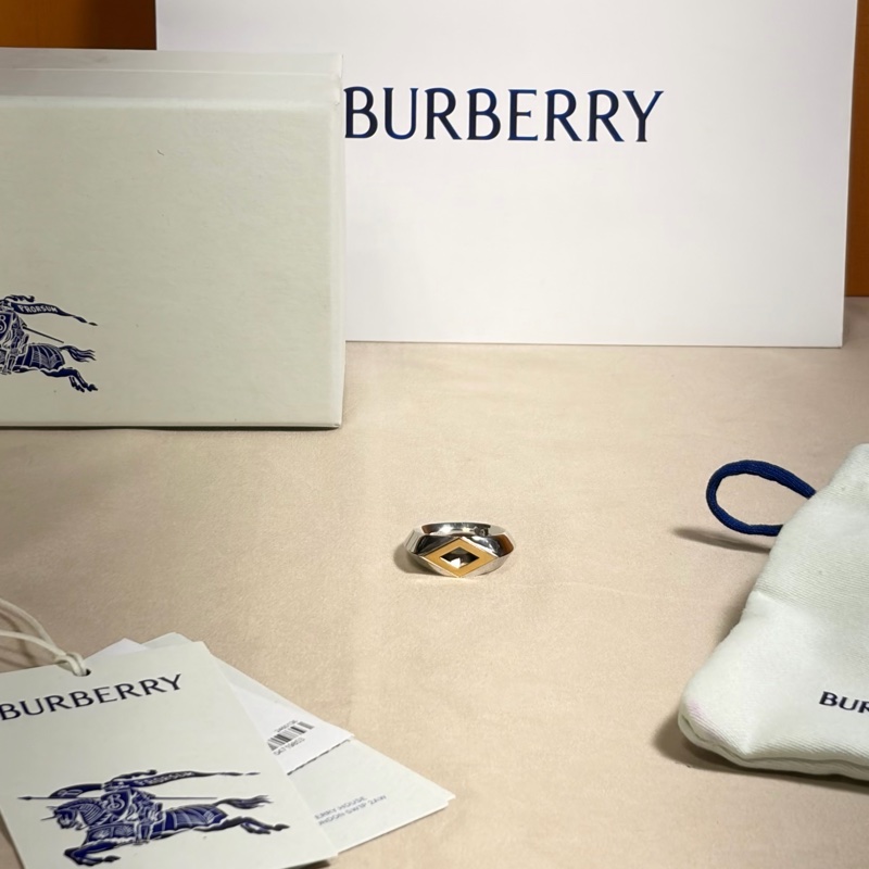 🎁全新全配 Burberry 巴寶莉 925純銀 金銀雙色幾何戒指-0