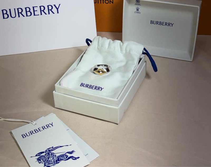 🎁全新全配 Burberry 巴寶莉 925純銀 金銀雙色幾何戒指-2