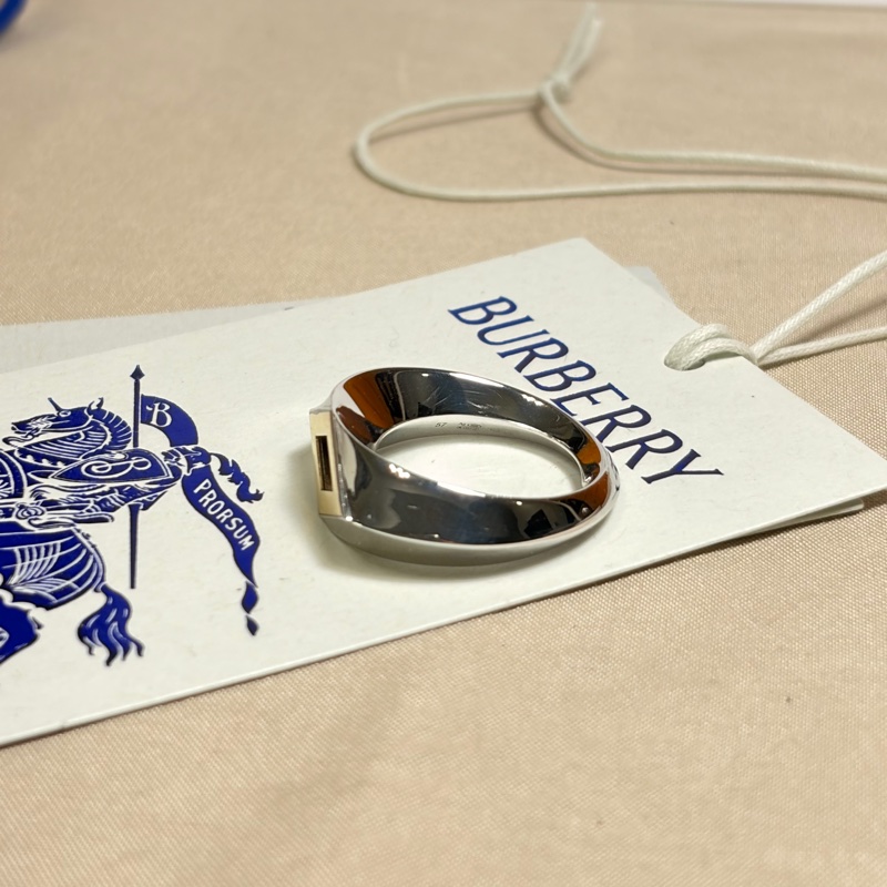 🎁全新全配 Burberry 巴寶莉 925純銀 金銀雙色幾何戒指-4