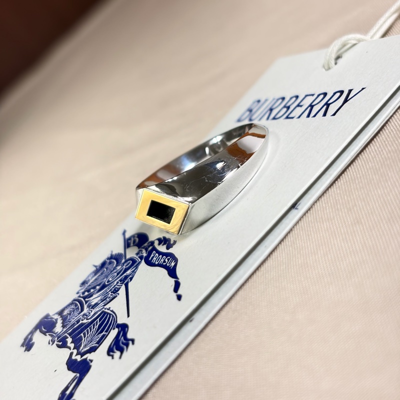🎁全新全配 Burberry 巴寶莉 925純銀 金銀雙色幾何戒指-7