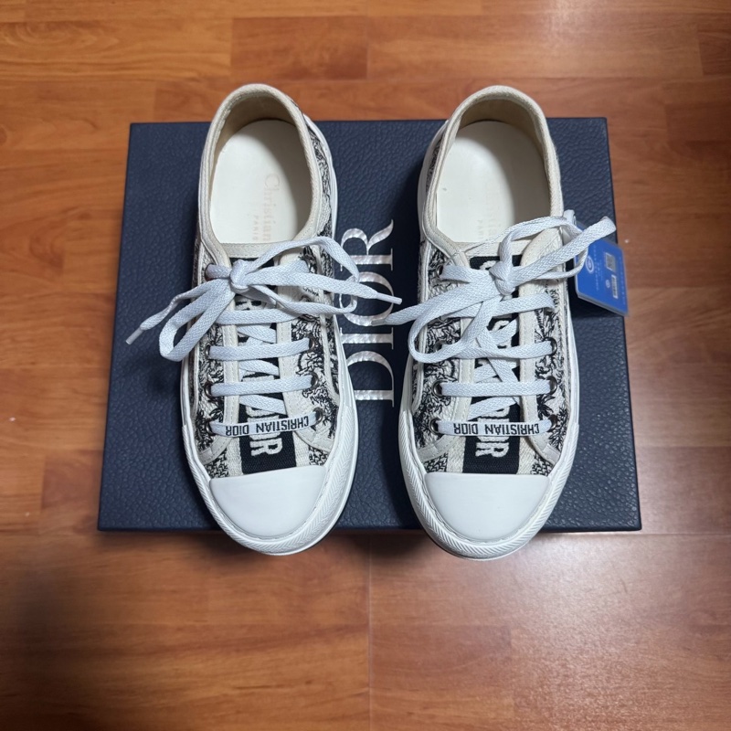 Dior厚底鞋迪奧Walk'n'Dior刺繡時尚板鞋 女款白黑 35.5碼-2