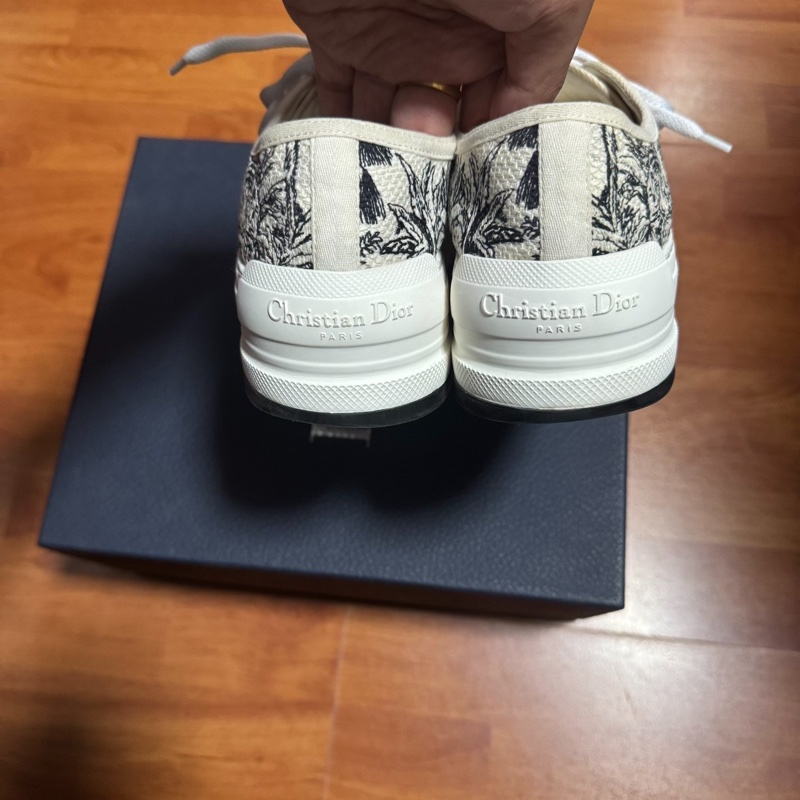 Dior厚底鞋迪奧Walk'n'Dior刺繡時尚板鞋 女款白黑 35.5碼-5