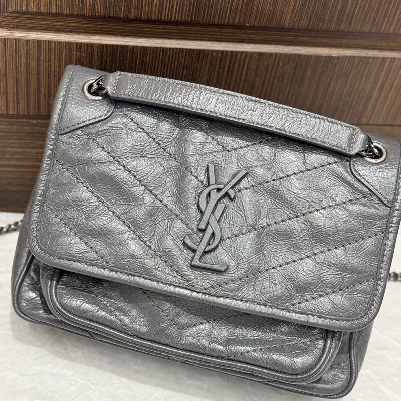 YSL聖羅蘭灰色 Niki小號，經典百搭款-2