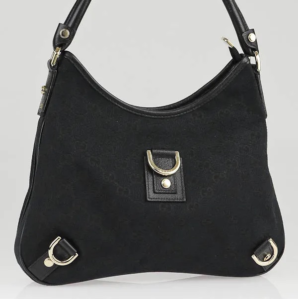 Gucci Abbey 系列的黑色GG 緹花帆布D 型環肩背包 / vintage包-5