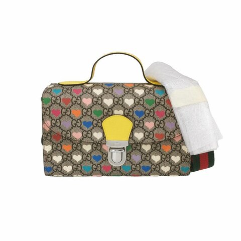 Gucci 牛皮雙G印花翻蓋單肩包