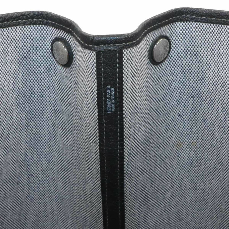 愛馬仕 Garden 36 PM 手提包，Toile H Negonda 帆布，黑色/灰，□Q 印記，派對款-6