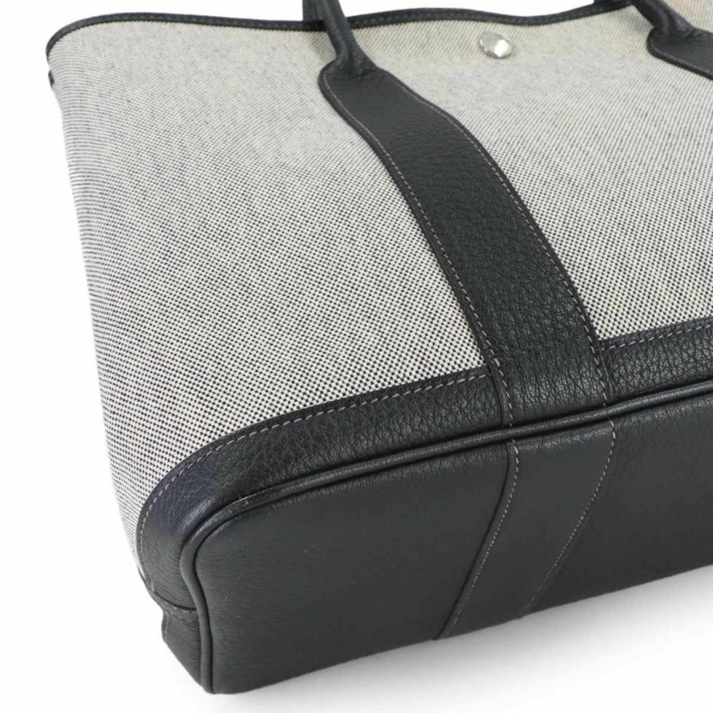 愛馬仕 Garden 36 PM 手提包，Toile H Negonda 帆布，黑色/灰，□Q 印記，派對款-7