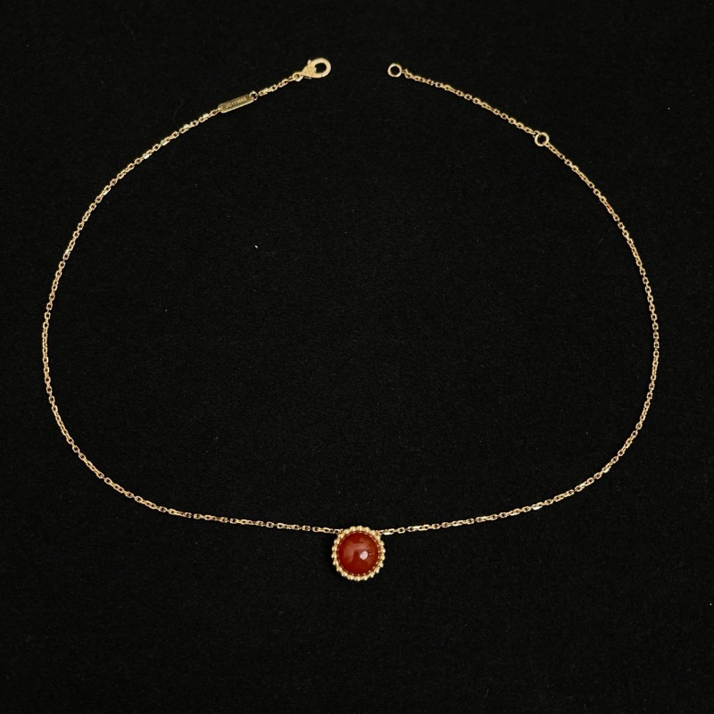 VCA Perlée couleurs 紅玉髓吊墜項鍊 18k玫瑰金 98新配件盒子-2