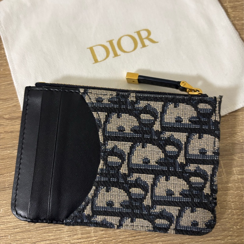 Dior 30 montaigne 老花牛皮拉鏈卡片夾/零錢夾-1
