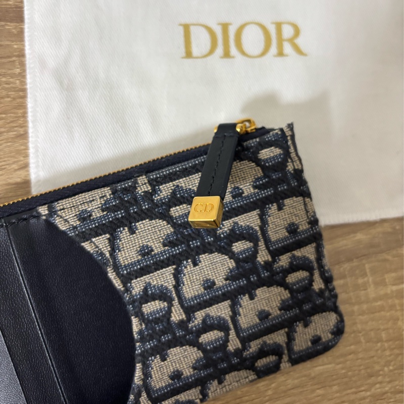 Dior 30 montaigne 老花牛皮拉鏈卡片夾/零錢夾-5