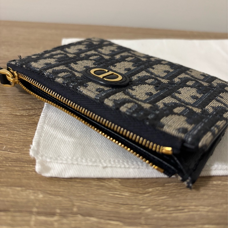 Dior 30 montaigne 老花牛皮拉鏈卡片夾/零錢夾-6