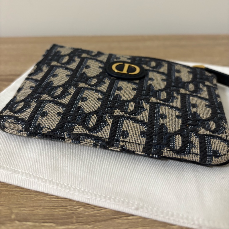 Dior 30 montaigne 老花牛皮拉鏈卡片夾/零錢夾-7