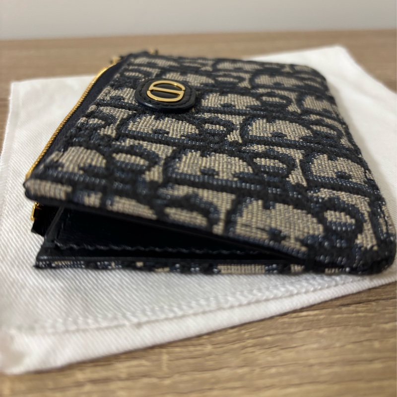 Dior 30 montaigne 老花牛皮拉鏈卡片夾/零錢夾-8