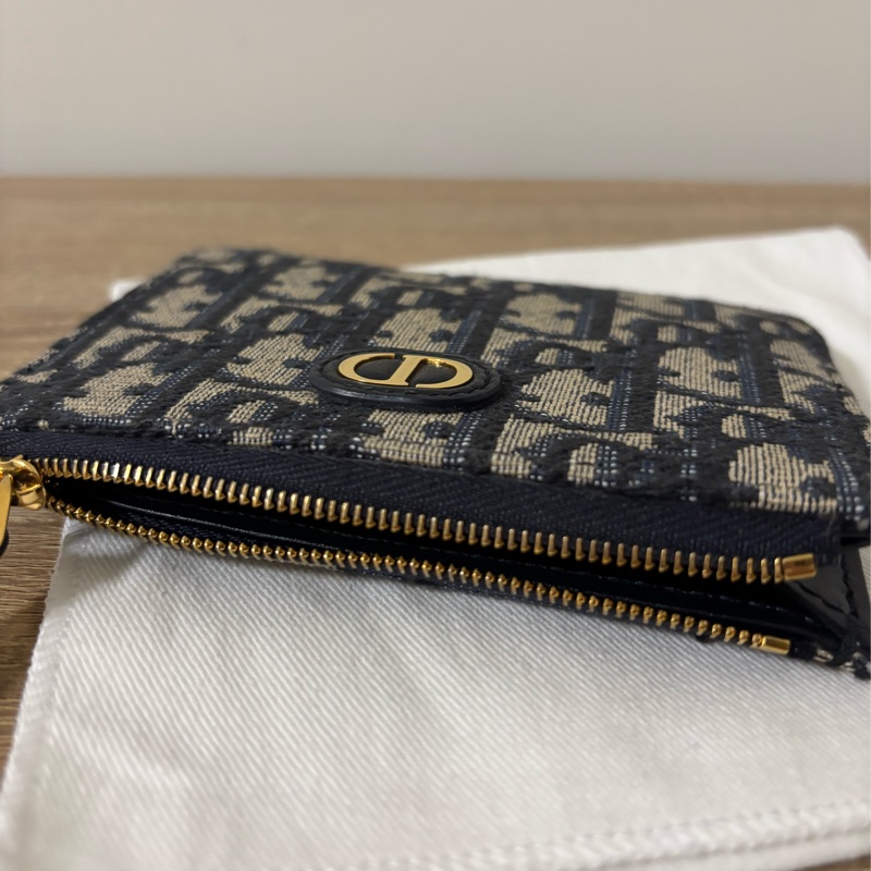 Dior 30 montaigne 老花牛皮拉鏈卡片夾/零錢夾-9