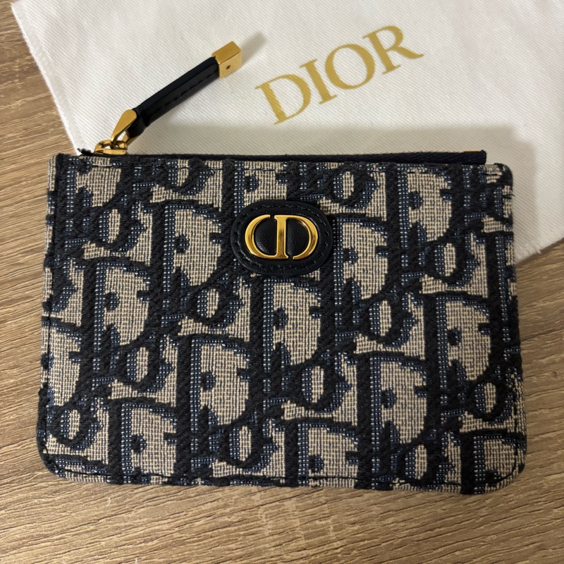 Dior 30 montaigne 老花牛皮拉鏈卡片夾/零錢夾-10