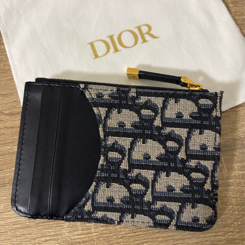 Dior 30 montaigne 老花牛皮拉鏈卡片夾/零錢夾-11