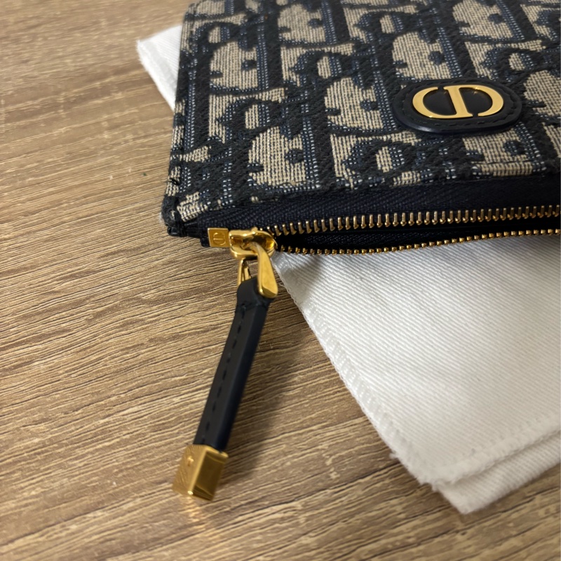 Dior 30 montaigne 老花牛皮拉鏈卡片夾/零錢夾-14