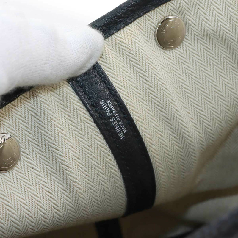 愛馬仕 Garden 36 PM 手提包，Negonda 黑色，□K 印記，銀色五金，派對款-8