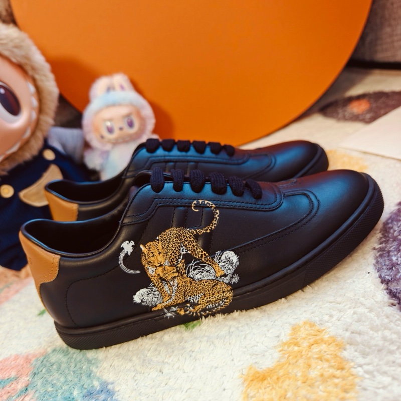 Hermes休閒鞋愛馬仕Quicker黑色板鞋叢林之愛印花38碼-0