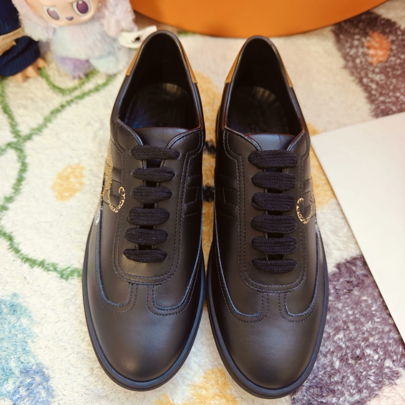 Hermes休閒鞋愛馬仕Quicker黑色板鞋叢林之愛印花38碼-4