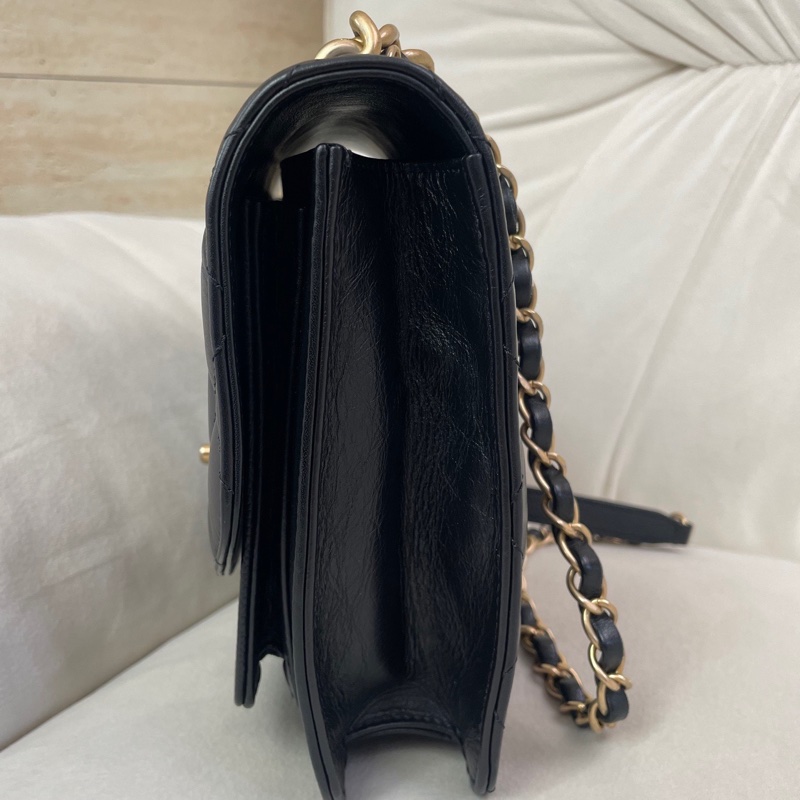 chanel/香奈兒黑金孟買郵差包 28開有卡有標 附件：塵袋-3