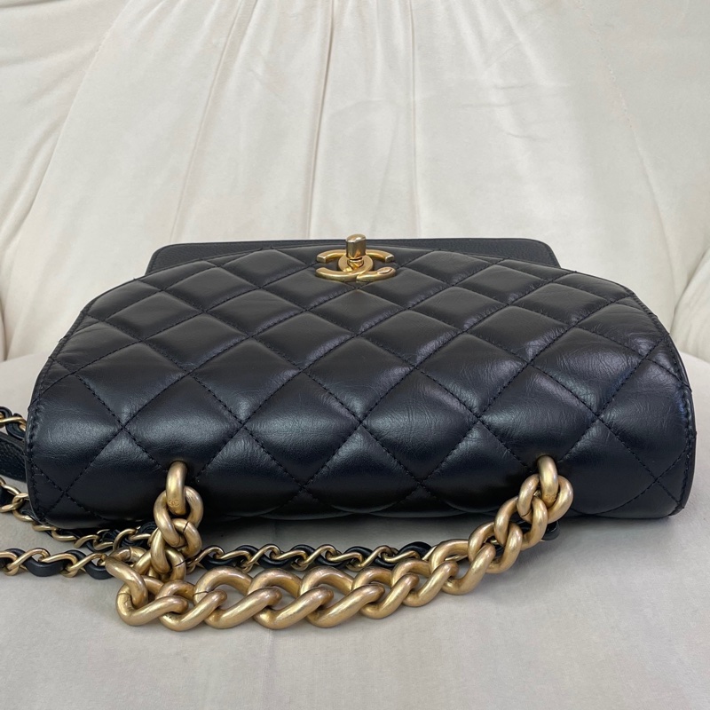 chanel/香奈兒黑金孟買郵差包 28開有卡有標 附件：塵袋-4