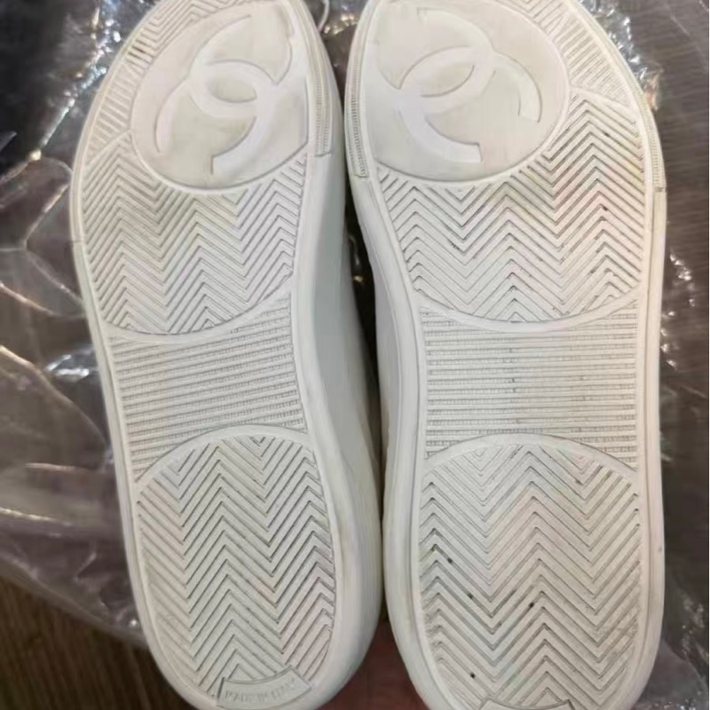 Chanel 金標圓頭系帶低幫板鞋 白色 尺碼37碼-10