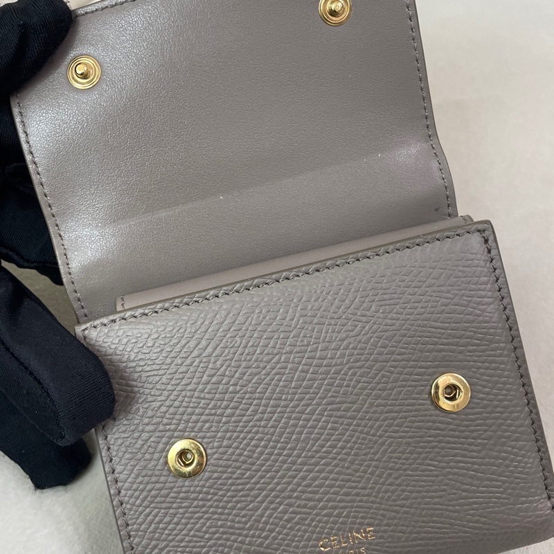 賽琳/Celine 小號大象灰色粒面牛皮革三折錢包 20年編碼-8