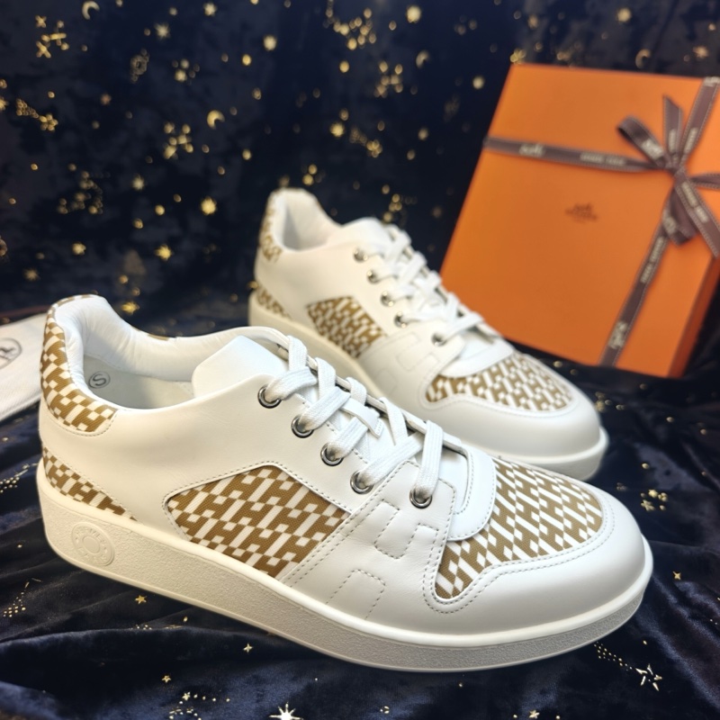 Hermes男鞋Free愛馬仕特價白色斜紋H低幫板鞋 40.5碼-0