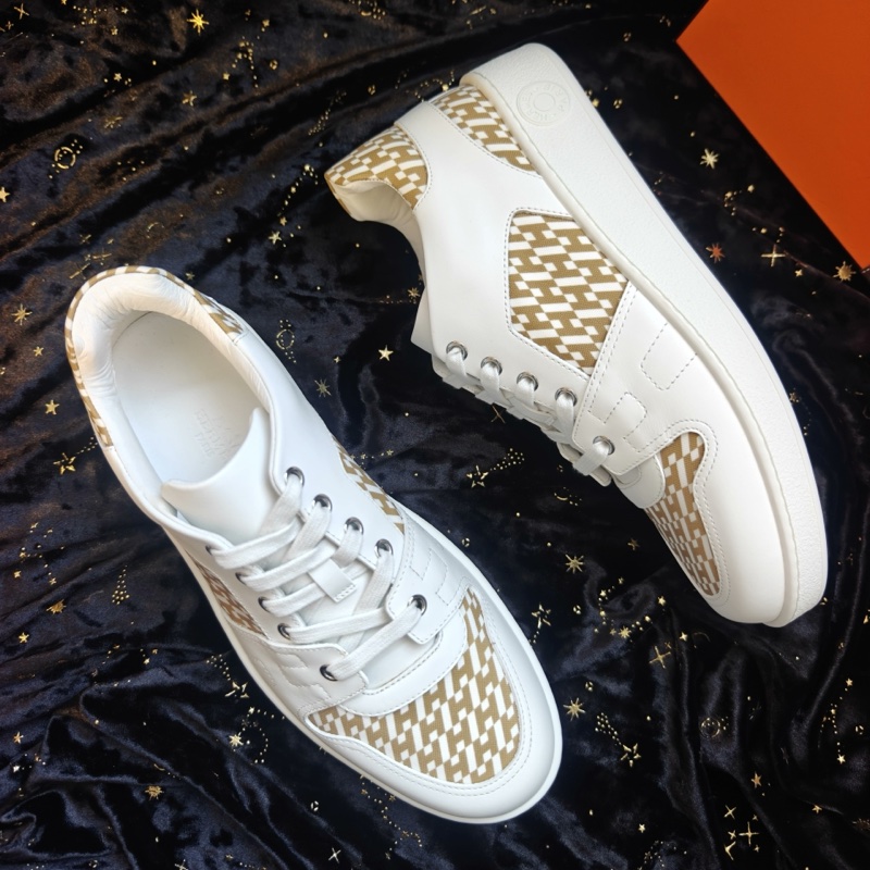 Hermes男鞋Free愛馬仕特價白色斜紋H低幫板鞋 40.5碼-2