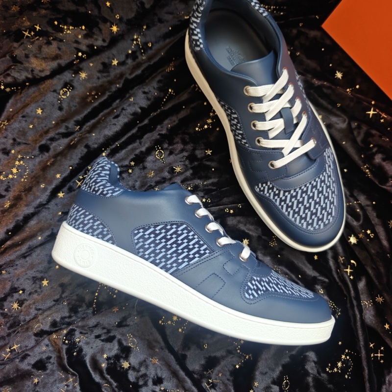 Hermes休閒鞋愛馬仕Free藍色斜紋H帆布拼皮 41碼-0