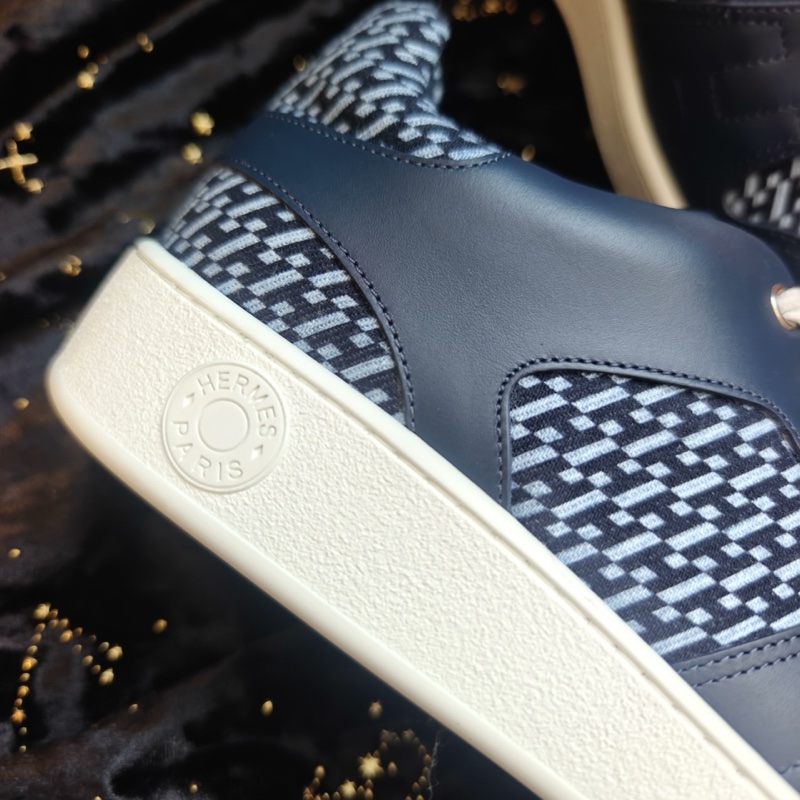 Hermes休閒鞋愛馬仕Free藍色斜紋H帆布拼皮 41碼-2
