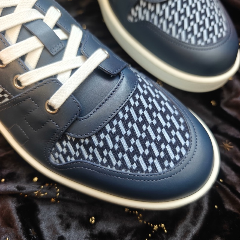 Hermes休閒鞋愛馬仕Free藍色斜紋H帆布拼皮 41碼-3