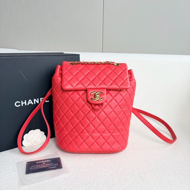 Chanel薩爾茨堡後背包紅色金扣 羊皮20*26*12 98新配件塵袋-2
