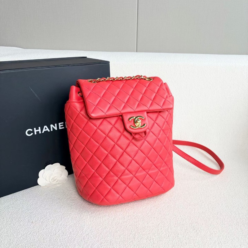 Chanel薩爾茨堡後背包紅色金扣 羊皮20*26*12 98新配件塵袋-6