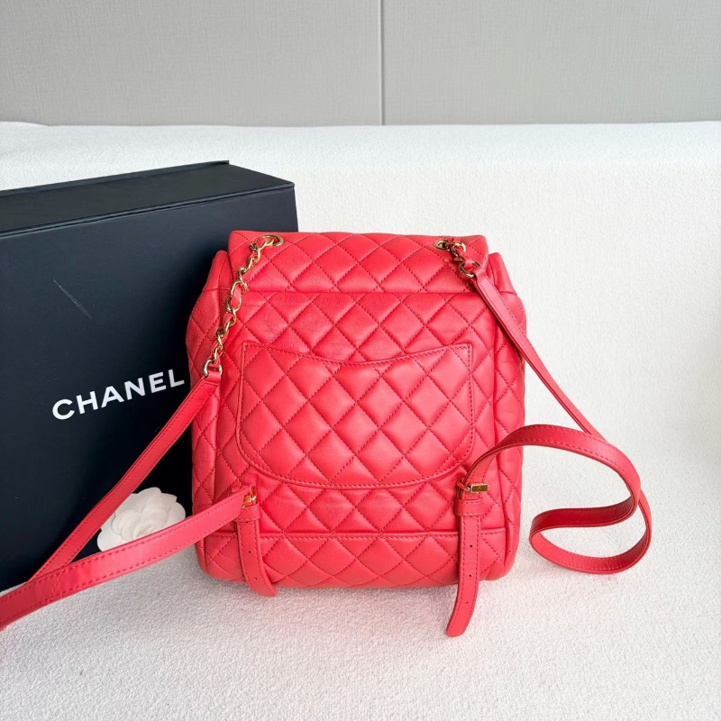 Chanel薩爾茨堡後背包紅色金扣 羊皮20*26*12 98新配件塵袋-8