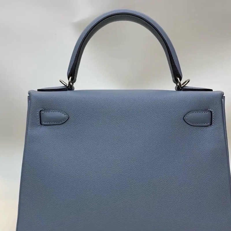 Hermes Kelly28 EV皮 J7亞麻藍 99新配件鎖 塵袋 購證 雨衣 鑰匙肩袋-7
