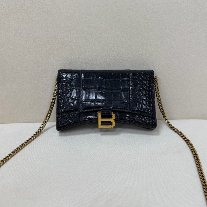 Balenciaga hourglass 沙漏包 黑金鰐魚壓紋 20*12  98新配件塵袋-1