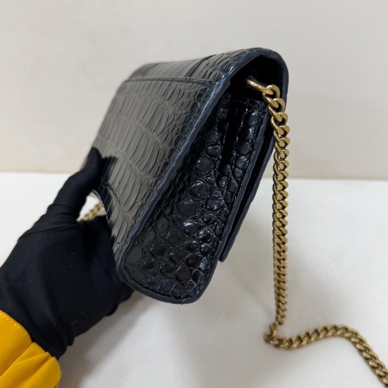 Balenciaga hourglass 沙漏包 黑金鰐魚壓紋 20*12  98新配件塵袋-4