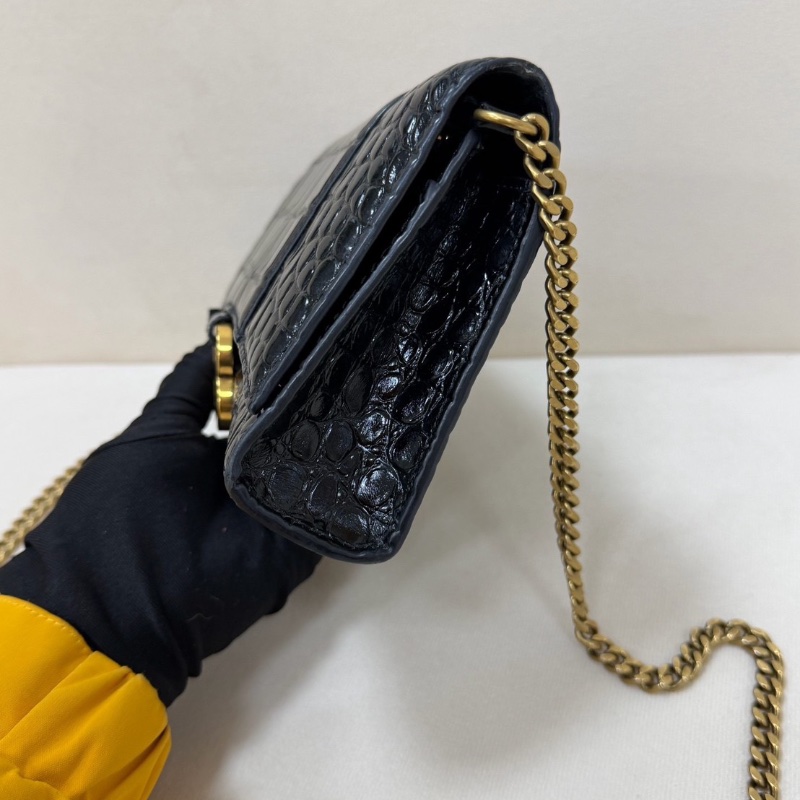 Balenciaga hourglass 沙漏包 黑金鰐魚壓紋 20*12  98新配件塵袋-6