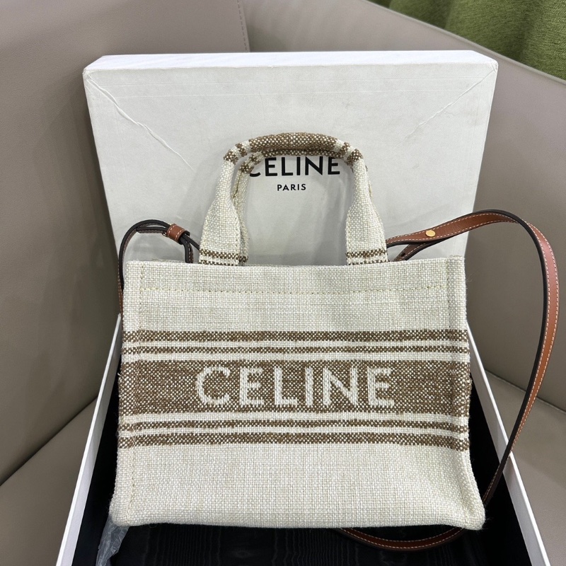 Celine cabas thais米色帆布tote小號26*19   98新配件塵袋盒子-0
