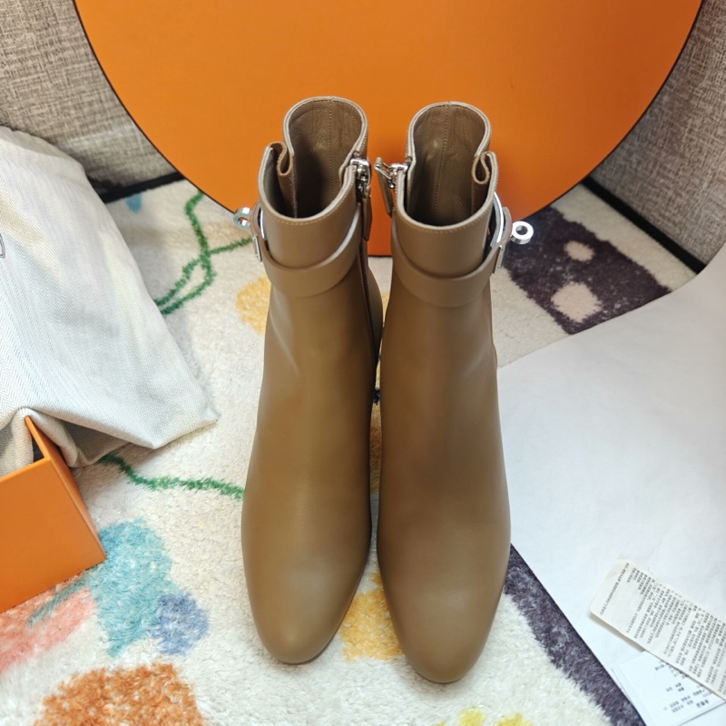 Hermes靴子愛馬仕奶茶色Kelly扣高跟踝靴 37碼-3