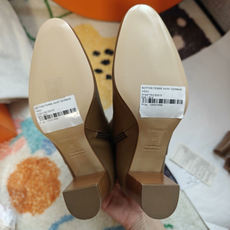 Hermes靴子愛馬仕奶茶色Kelly扣高跟踝靴 37碼-5