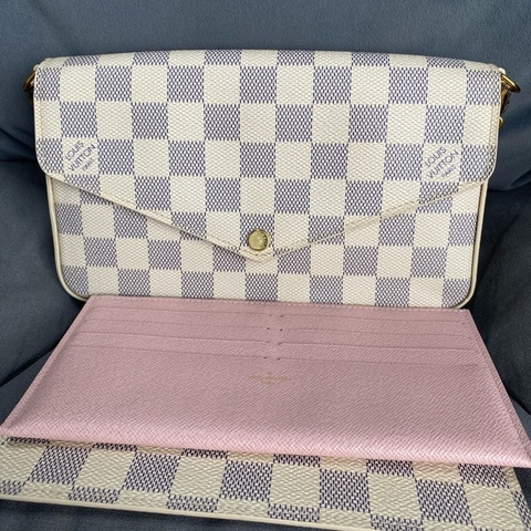 LouisVuitton 路易威登白棋盤格三合一 無附件