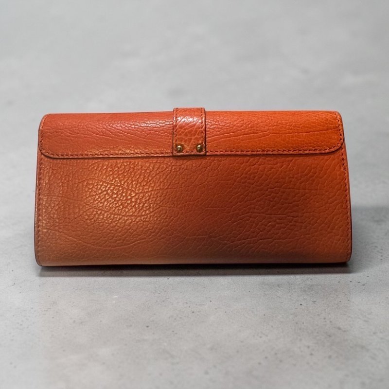 ⏰限時特賣價🌺全新未用 Chloe 鎖頭LOGO壓紋翻蓋皮夾 磚紅色 (紙盒汙損)-4